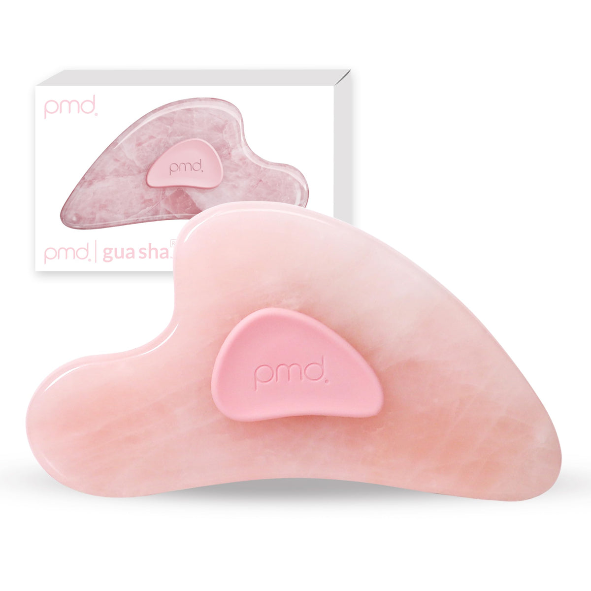 White Smoke PMD Beauty Gua Sha Facial Tools - Massaging, Sculpting and Depuffing Guasha Tool for Face with Rose Quartz and Silicone Grip - Reduce Tension & Inflammation