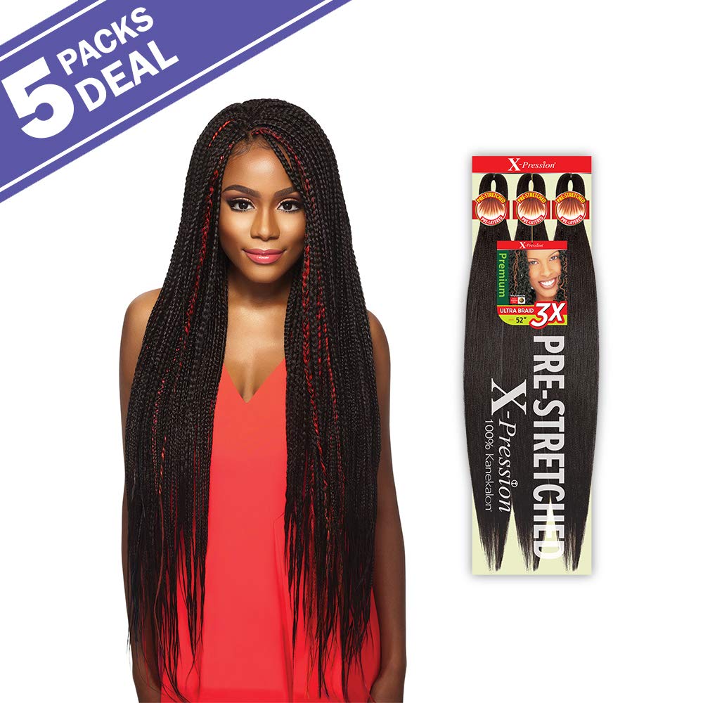 White Smoke MULTI PACK DEALS! Outre Braids X-Pression Kanekaion 3X Pre Stretched Braid 42" (5-PACK, 425)