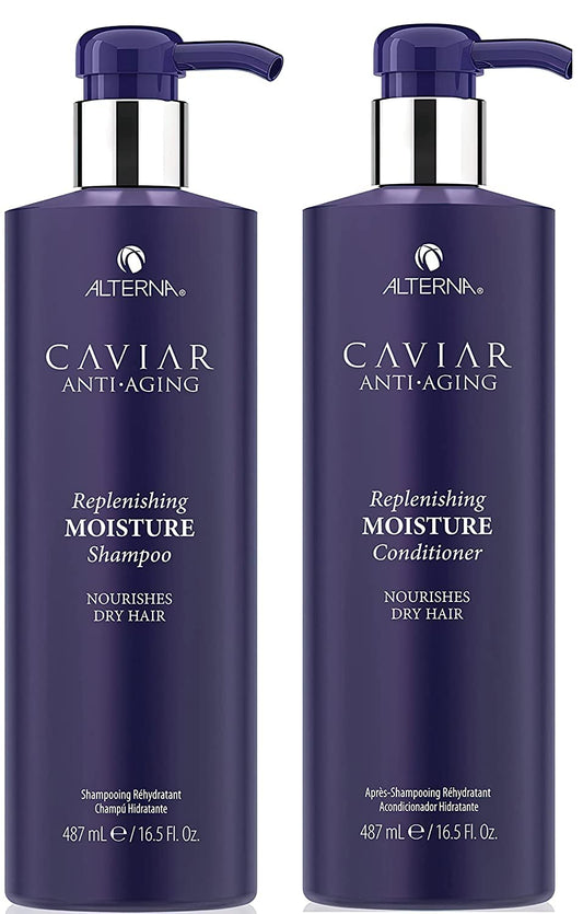 White Smoke Alterna Haircare CAVIAR Anti-Aging Replenishing Moisture Shampoo and Conditioner Set, 16.5 Fl Oz | Protects, Restores and Hydrates | Sulfate Free