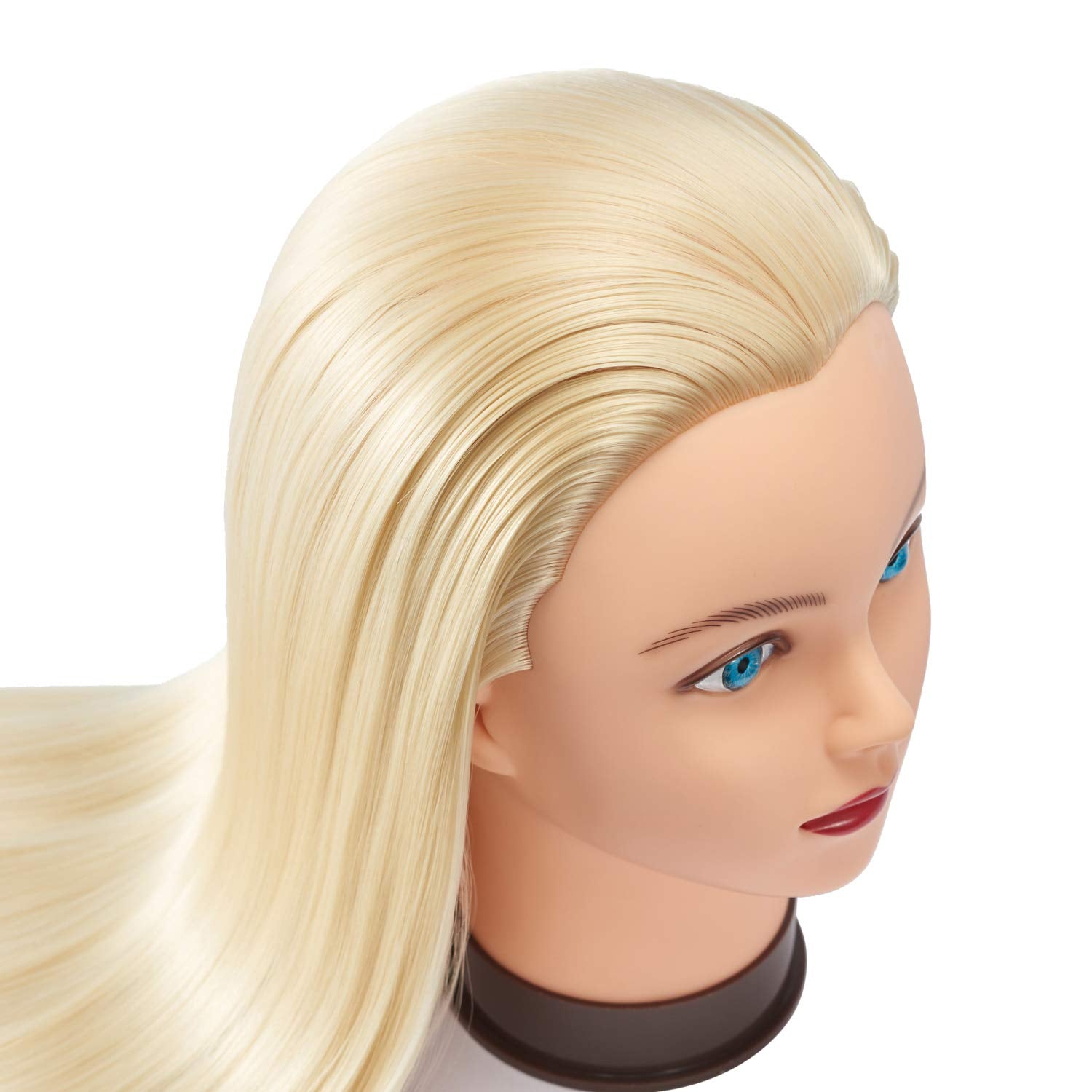 White Smoke Headfix 26"-28" Long Hair Mannequin Head Synthetic Fiber Hair Hairdresser Practice Styling Training Head Cosmetology Manikin Doll Head with Clamp (6F1919W61320)