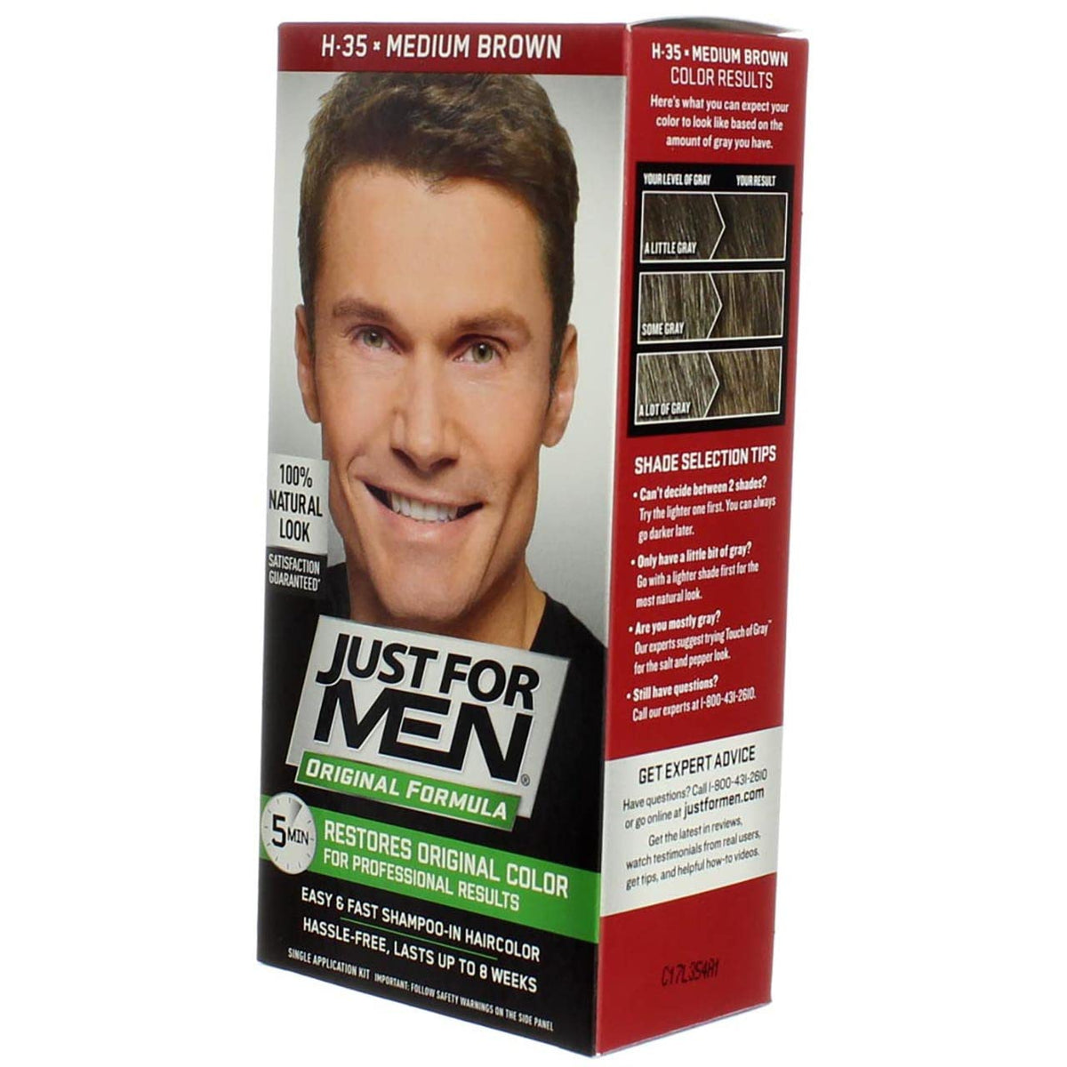 White Smoke JUST FOR MEN Hair Color Medium Brown 35, 1 ea (Pack of 5)
