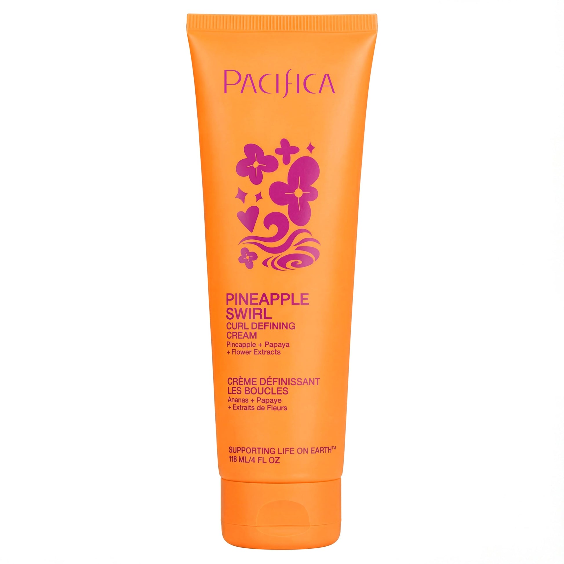 Sandy Brown Pacifica Pineapple Swirl Curl Defining Cream – Bounce, Frizz Control & Curl Enhancer Styling Cream for Curly Hair & Wavy Hair – Coconut Oil & Hyaluronic Acid For No-Crunch Hold – Cruelty-Free – 4-oz