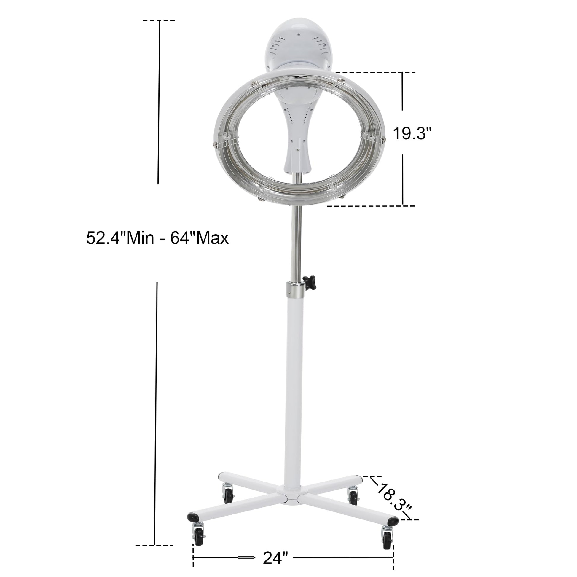 White Smoke BarberPub Orbiting Hair Dryer Processor with Adjustable Height & Smart Control Panel, 1100W Salon Hair Care Stand Station with Rolling Base for Hairstylist HDP01 (White)