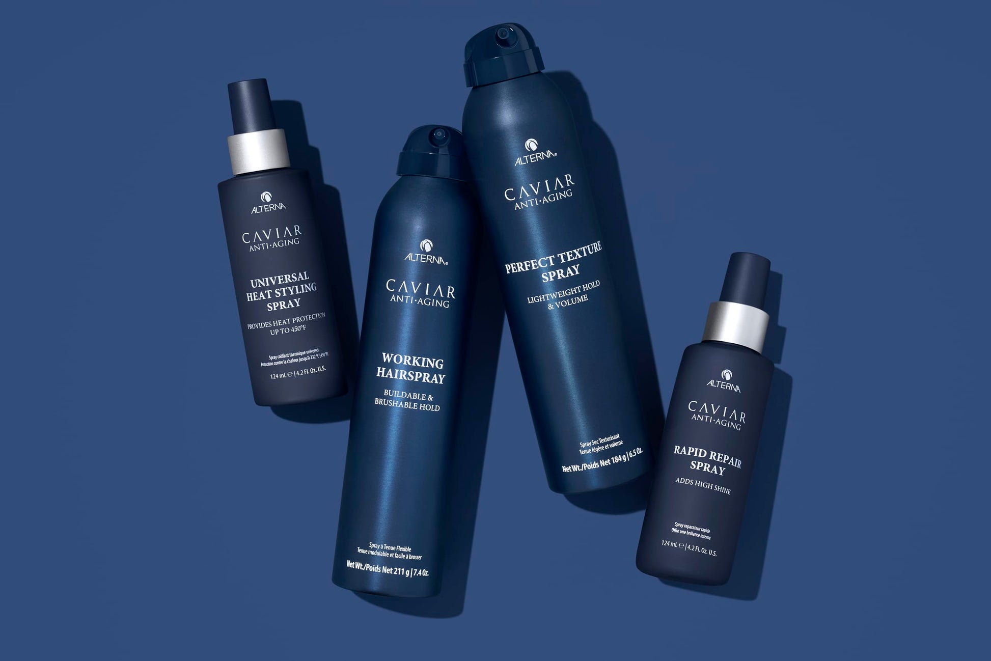 Dark Slate Blue Alterna Haircare CAVIAR Anti-Aging Universal Heat Styling Spray 4.2 Fl Oz | Heat Protectant for Wet or Dry Hair | Detangles, Smooths, and Softens | Eliminates Frizz, Resists Humidity | All Hair Types