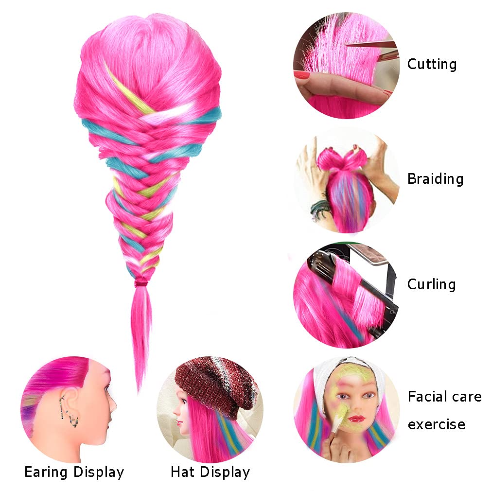 White Smoke FABA Mannequin Head with Hair 26"-28" Colorful Hair Practice Braiding Cosmetology Mannequin Heads for Make up, Braiding Hairdressing Doll Head for Styling - Free Clamp Holder