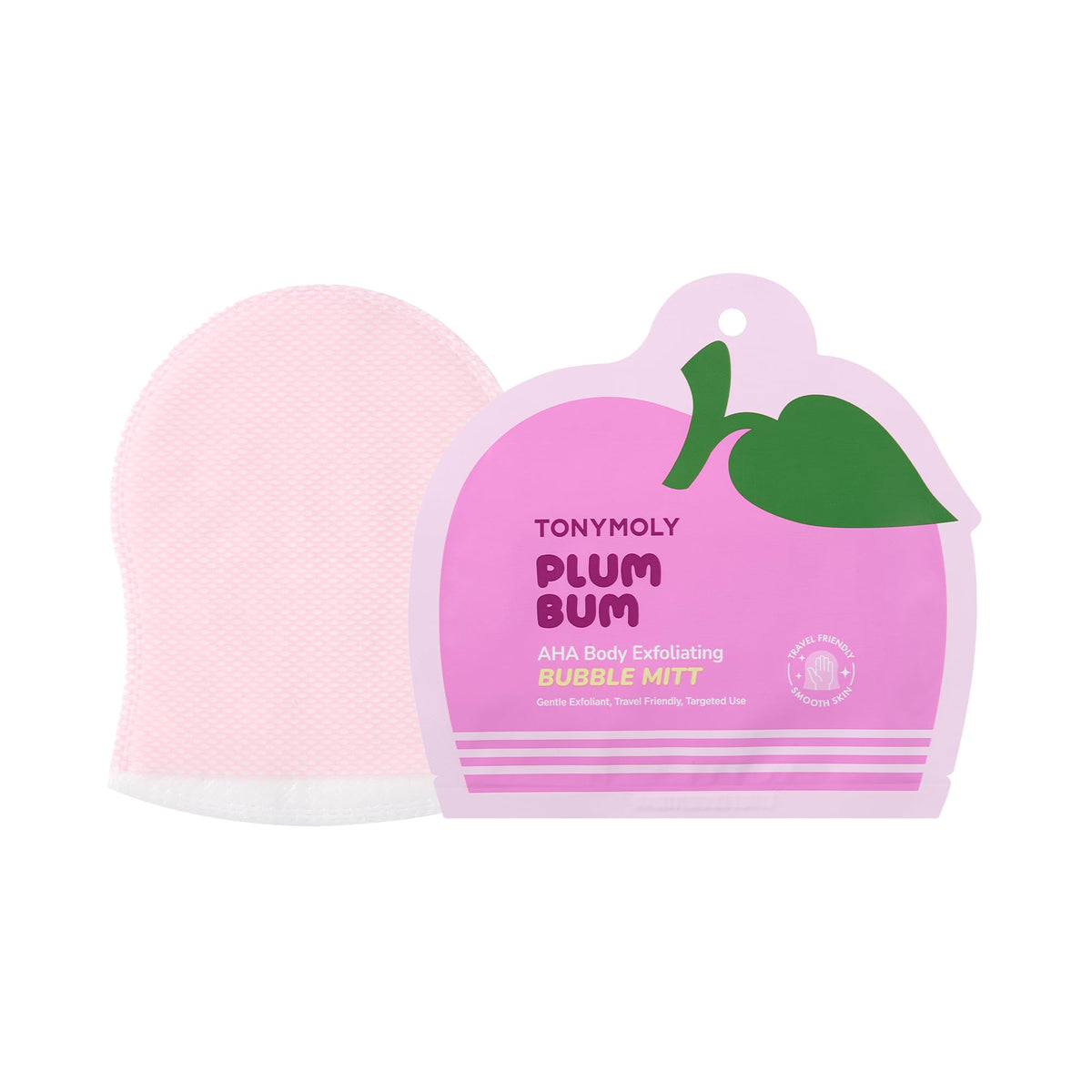 Misty Rose TONYMOLY Plum Bum Glycolic Acid Bubble Mitt - Smooths Bumpy Skin & KP