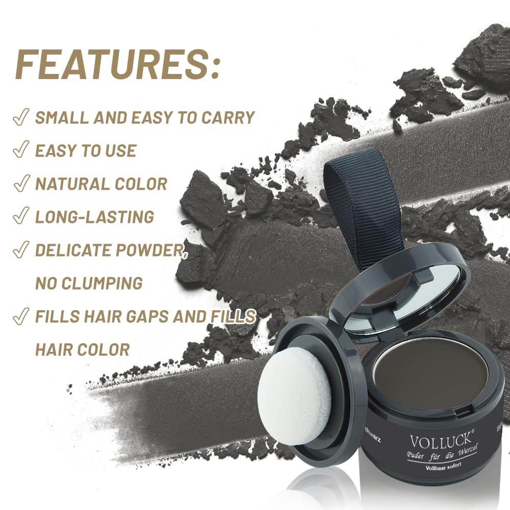 White Smoke Root Touch Up Powder, Instantly Gray Root Cover Up Hairline Powder, Hair Concealer for Women and Men (A-Black, 2PC)