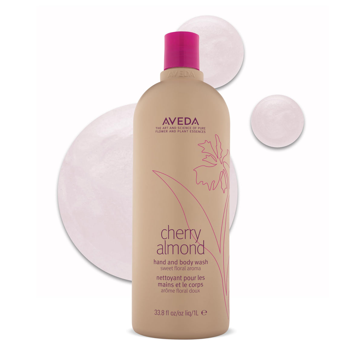 White Smoke AVEDA Cherry Almond Hand & Body Wash |with Sweet Almond Oil, Cherry Blossom Extract | Sweet Floral Aroma of Tonka Bean, Certified Organic Orange, Ylang Ylang | 97% Naturally Derived*, 8.5 Fl Oz