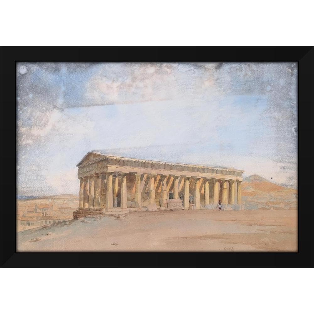 Black Giovanni Lanza 24x17 Black Modern Framed Art Print Titled: The Temple of Theseus, Athens