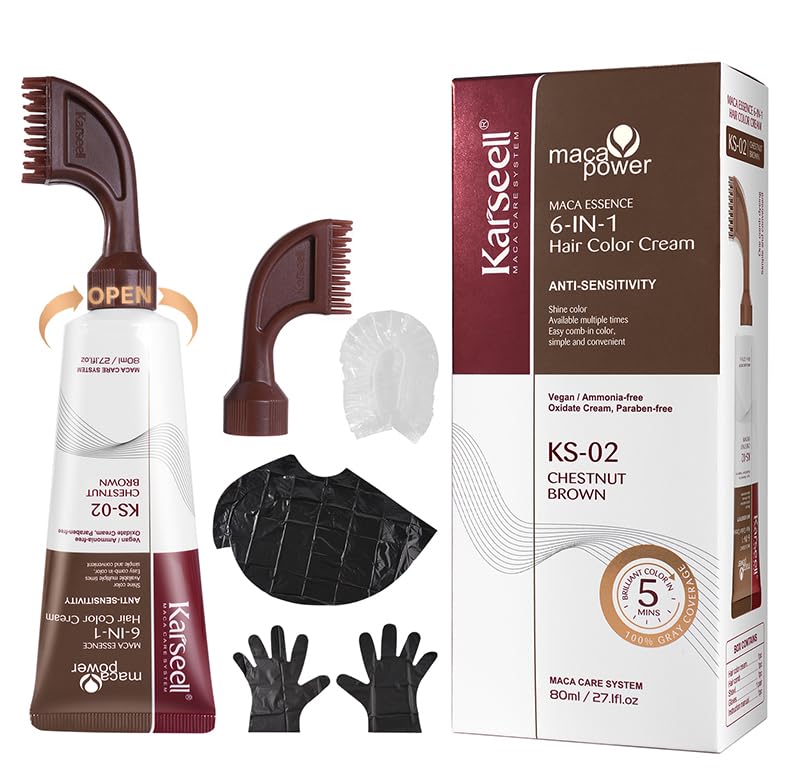 White Smoke Karseell Hair Dye with Comb Applicator, Hair Color for Root Touch Up, Brown