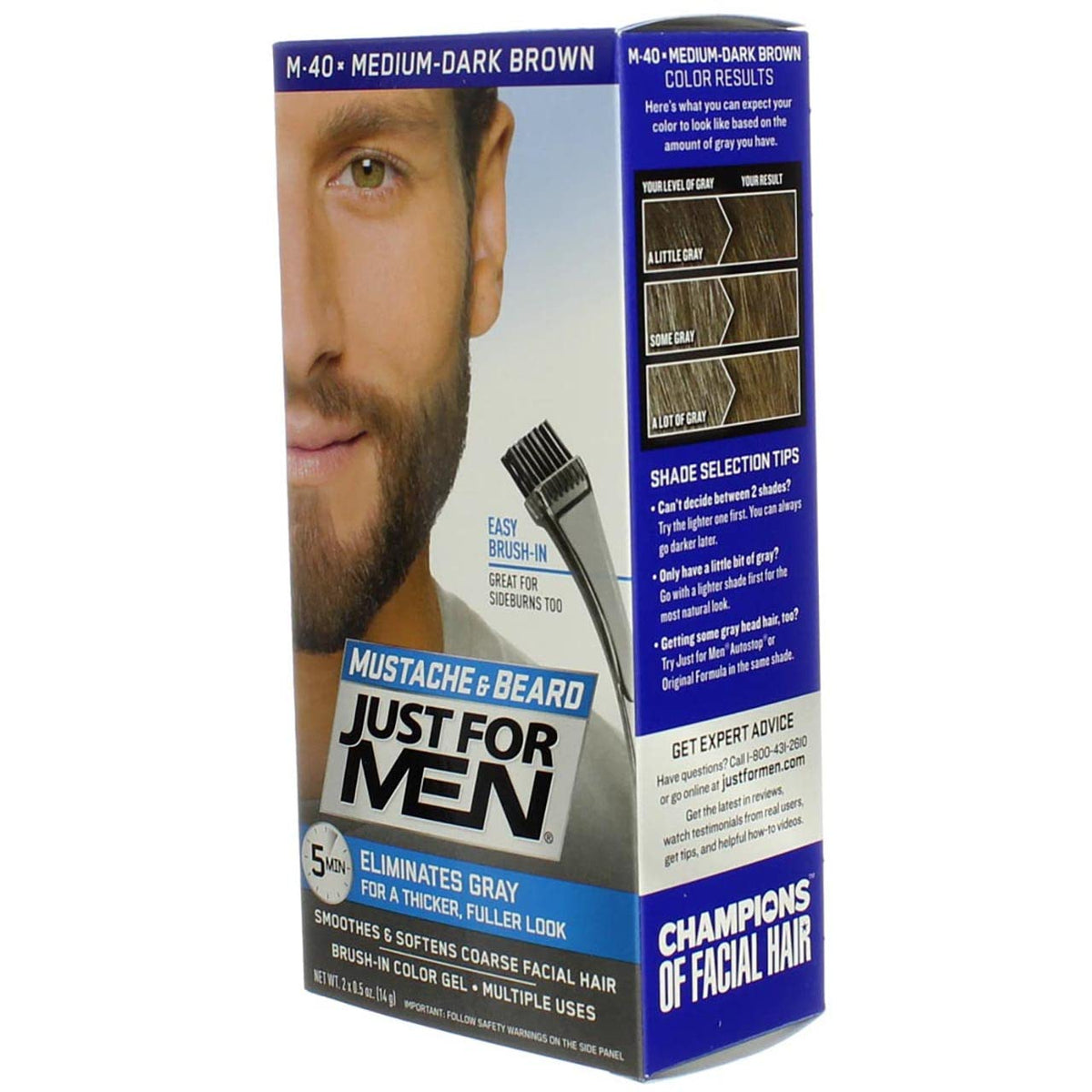 White Smoke JUST FOR MEN Brush-In Color Gel, Medium-Dark Brown M-40 1 ea