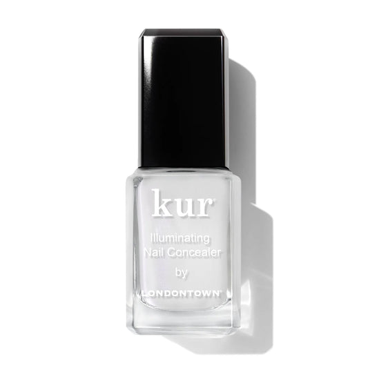 Black LONDONTOWN Original Illuminating Nail Concealer, Sheer Brightening Nail Polish & Strengthener for Yellowing, Damaged or Discolored Nails, Natural Nail Perfector, Milky White, 21+ Free, 0.4 Fl Oz