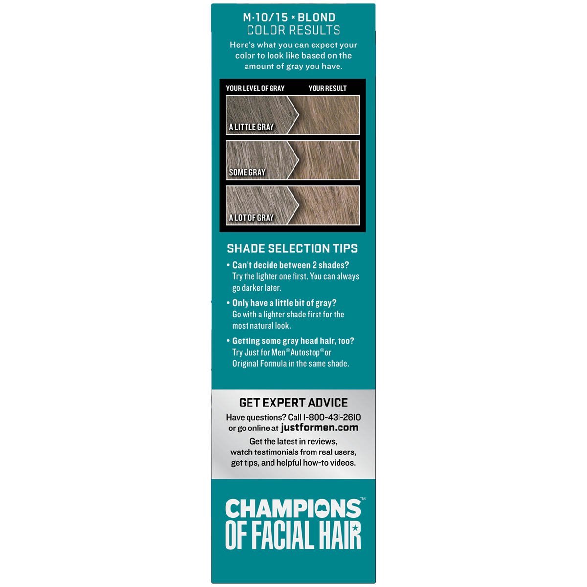 Dark Cyan Just For Men Mustache And Beard Brush-In Color Gel, Blond