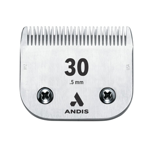 Lavender Andis 64075 Ultra Edge Dog Clipper Blade - Constructed of Carbonized Steel, Exclusive Hardening Process with Long-Lasting Sharp Edges, 1/50-Inch Cut Length - for Larger Animals, Size-30, Chrome