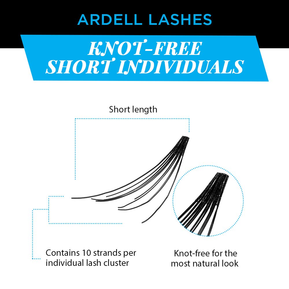 White Smoke Ardell Individual False Eye Lashes - Short, Black, Natural Look DIY Lash Clusters, Easy Application for Eyelash Extension Effect, 4 Pack