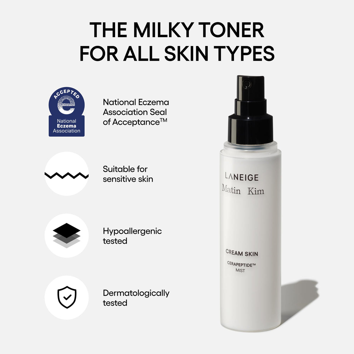 White Smoke LANEIGE Cream Skin Face Hydrating Milky Toner | Korean Toner & Moisturizer