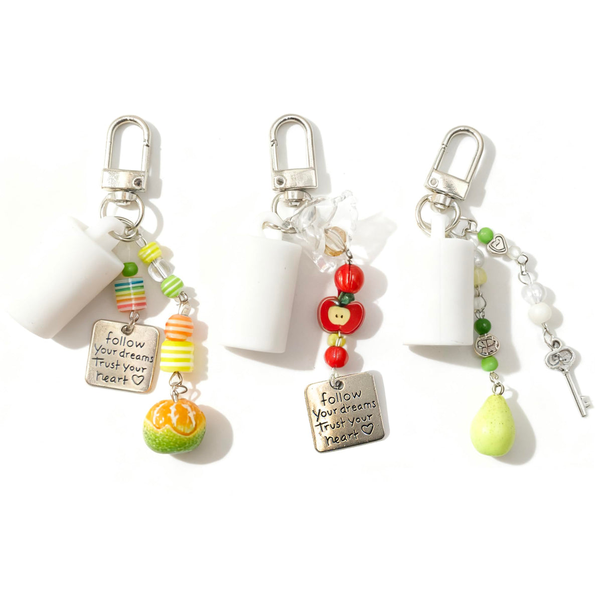 White Smoke Lip Balm Holder Cap Keychains for Lipstick, Lip Gloss - Compatible with Summer Fridays & LANEIGE（No Lip Balm）