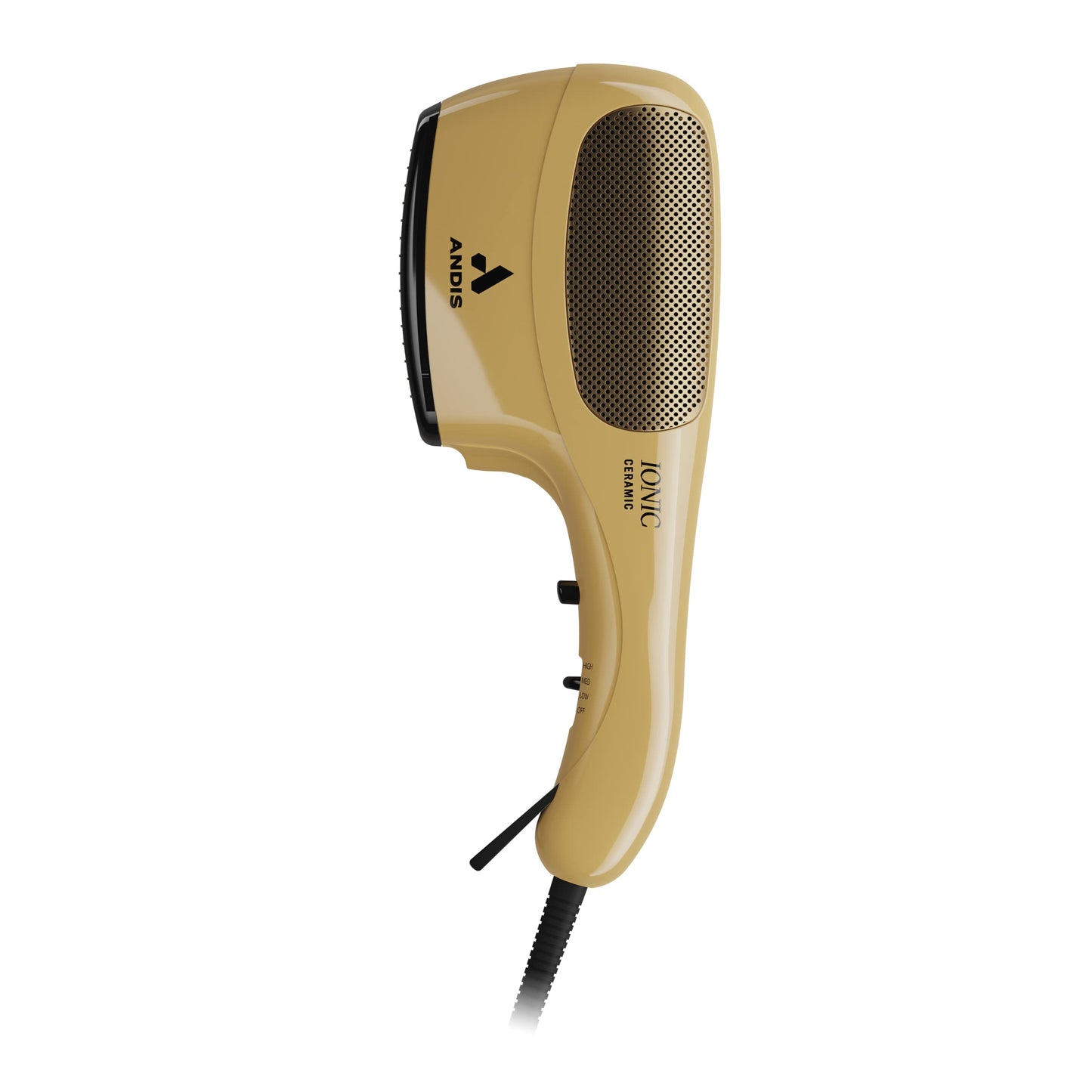 White Smoke Andis 82125 1875-Watt Tourmaline Ceramic Ionic Styling Hair Dryer, Styling Hair Dryer with Ionic Frizz-Free Technology, No Heat Damage, Lightweight Hairdryer for Normal & Curly Hair - Gold