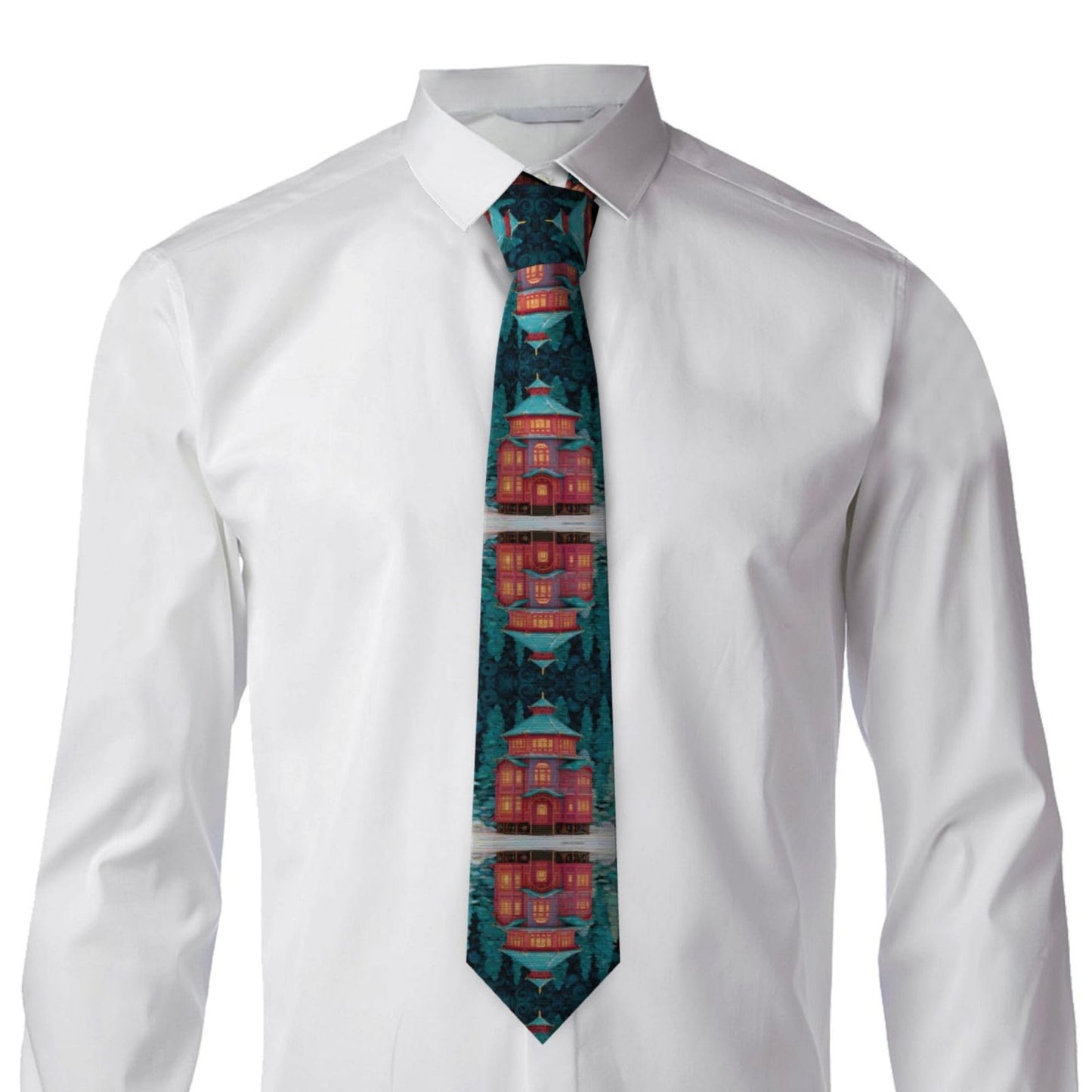 White Smoke JZMTY Enchanted Alcove Men's Necktie with Anti-Floating Buckle Design Soft Wrinkle-Resistant Various Formal Occasions
