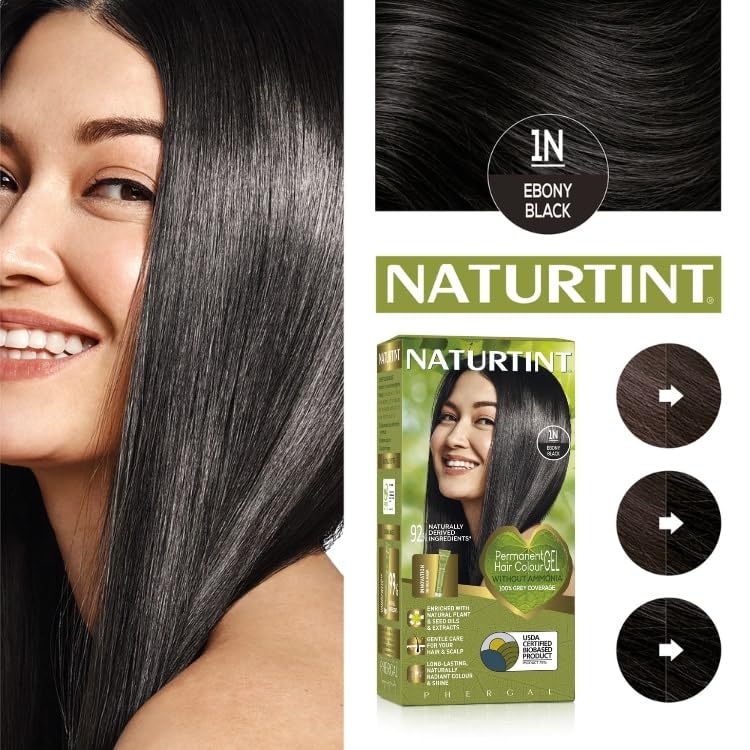 White Smoke Naturtint 1N Ebony Black Hair Color, 5.07 FZ
