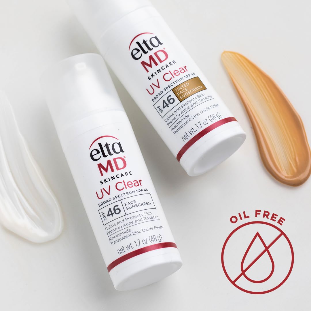Light Gray EltaMD UV Clear Face Sunscreen SPF 46, Oil-Free Sunscreen with Zinc Oxide, Dermatologist Recommended