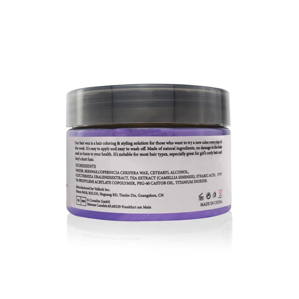 Gray VOLLUCK Purple Temporary Hair Dye Wax Natural Instant Hair Color Wax Pomades 4.23 oz,Hair Styling Clay for Party, Cosplay, Halloween,Christmas