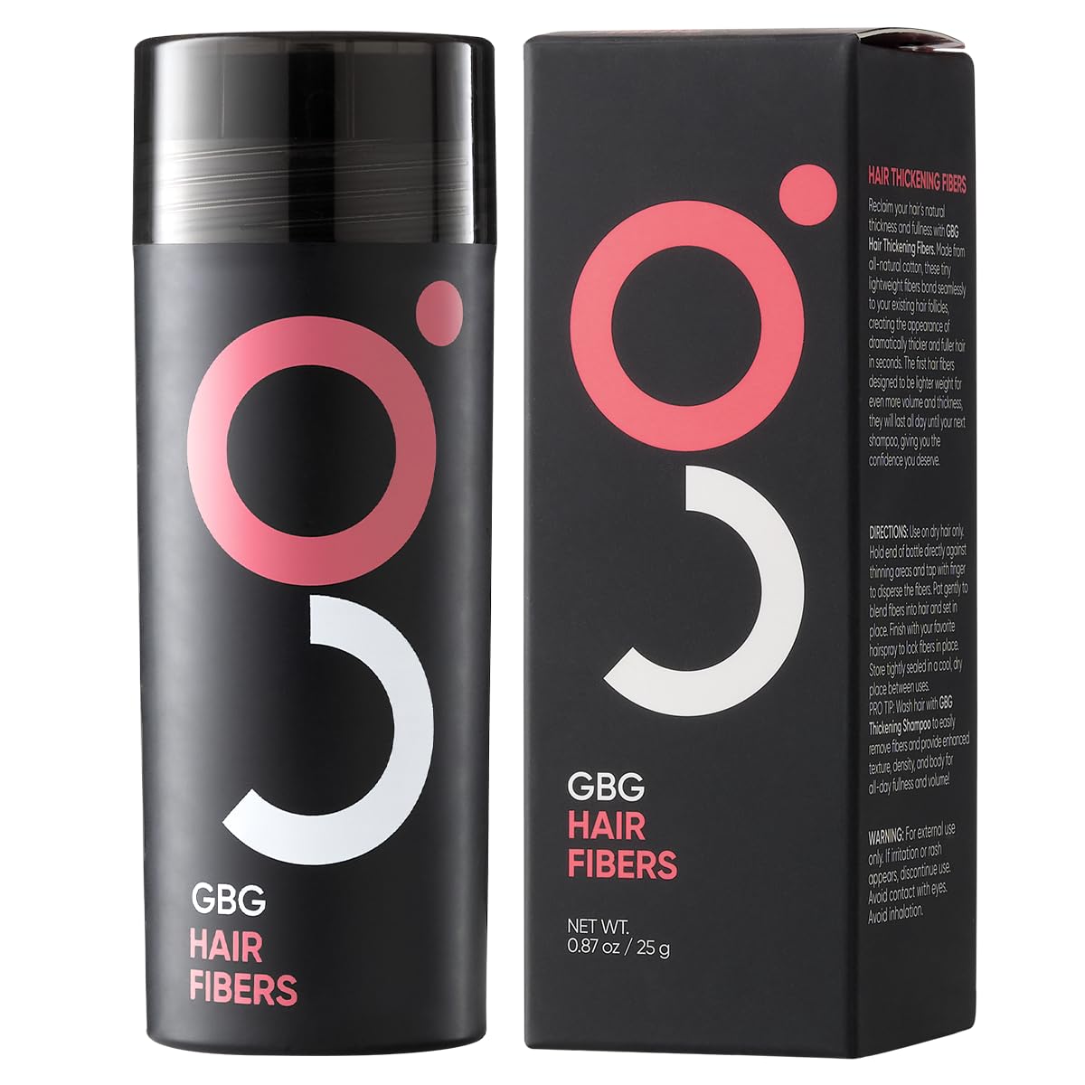 Dark Slate Gray GBG Hair Fibers for Thinning Hair & Bald Spots (Medium Brown) - 25g Bottle - Conceals Hair Loss - Instant Cover Up & Volume in 30 Seconds, Hair Powder for Women & Men - Cruelty Free