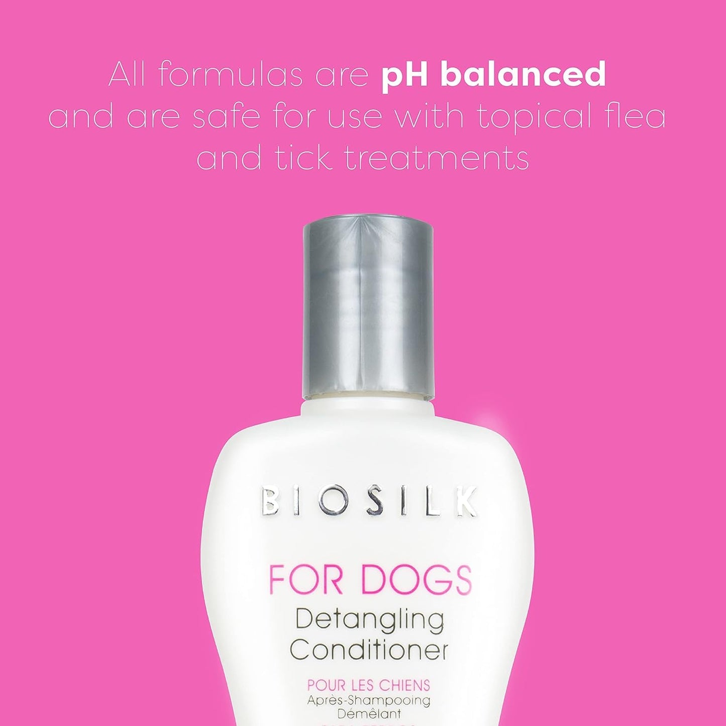 Hot Pink BioSilk for Dogs Silk Therapy Dog Detangling Conditioner, Dog Coat Conditioner to Help Smooth Knots and Tangles and Support Soft Manageable Coats During Routine Grooming, 12 Fl Oz - 2 Pack