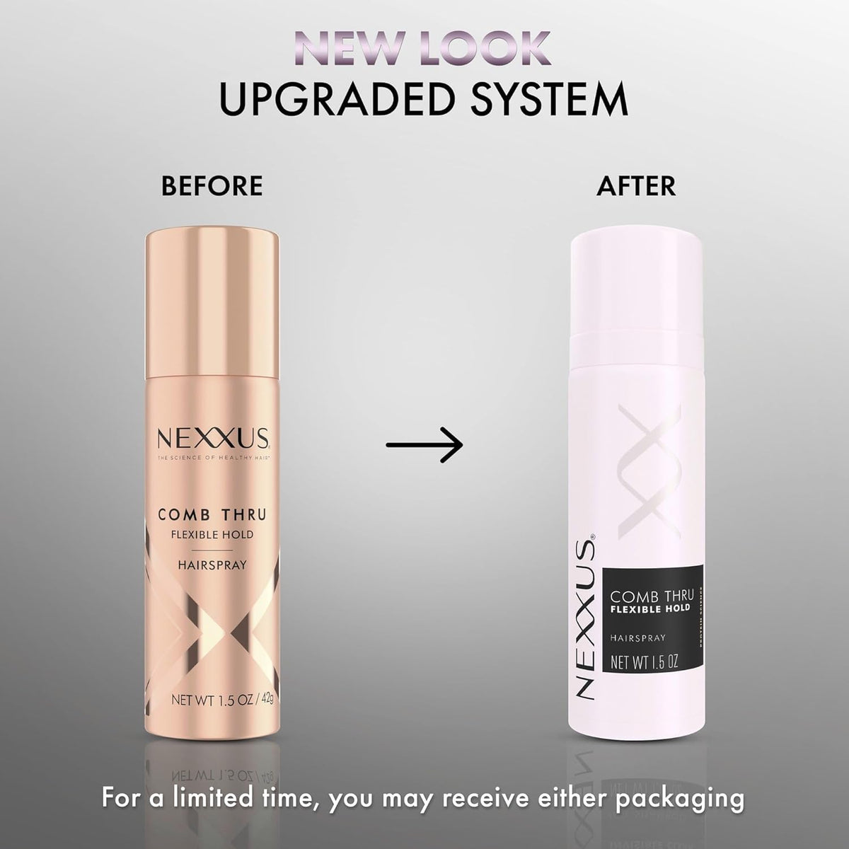 Light Gray Nexxus Comb Thru Finishing Mist Hair Spray, Volume Spray, Lightweight Hairspray for Fine Hair 45ml (2 Pack Packaging May Vary)