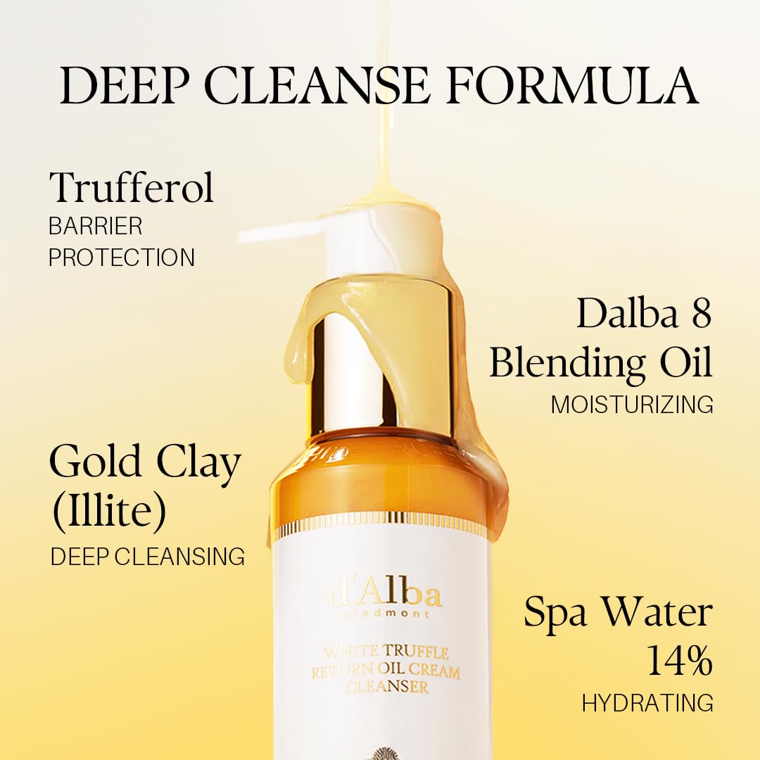 Seashell d'alba Piedmont White Truffle Return Oil Cream Cleanser, Vegan Skincare, Easy One Step Cleanser for Sebum & Makeup Removal, Hydrating Cleanser, for Sensitive Skin, Korean Skin Care (5.41 fl. oz.)