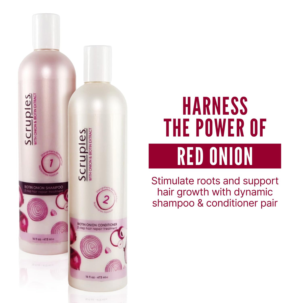 White Smoke Scruples Biotin Onion Shampoo and Conditioner Bundle - Hair Growth Shampoo & Conditioner for Women to Strengthen & Hydrate - Made with Onion Extract & Biotin to Help Promote Growth (2 Pack)