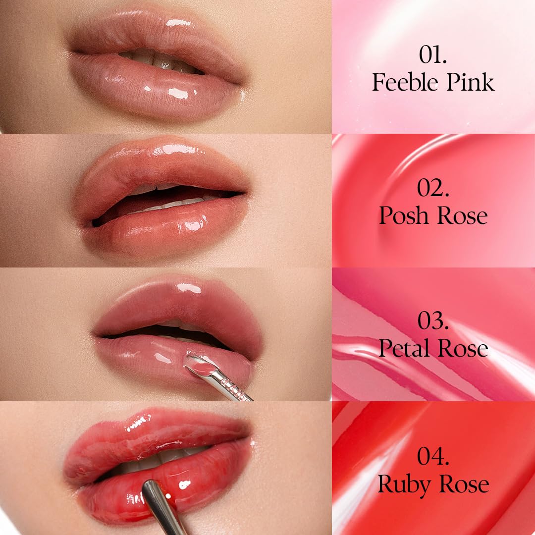 Tan d'alba Piedmont Lip Glow Mood Volumizer, Hydrating Lip Gloss with Vegan Ceramide & Vitamin C & E, Fuller Lips, Volumizing Lip Gloss, Glowy Finish, Feeble Pink (4 Colors) (0.17 fl oz.)