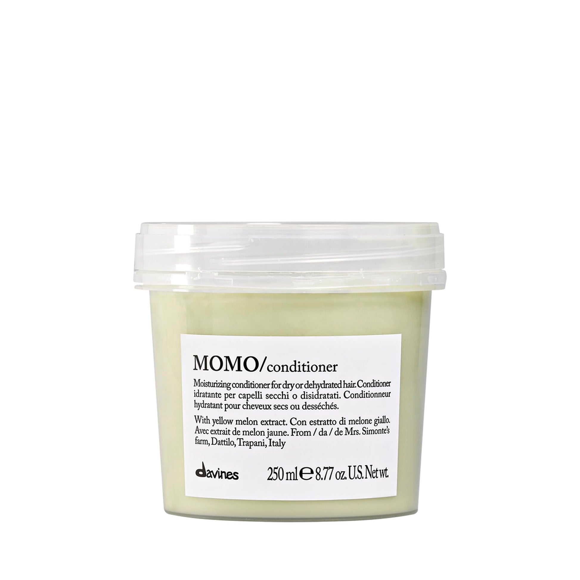 White Smoke Davines MOMO Conditioner, Moisturizing Untangling Formula for Dry and Dehydrated Hair - Promoting Lasting Hydration, Softness, and Shine for Silky Results with Melon Extract, 8.45 Fl Oz