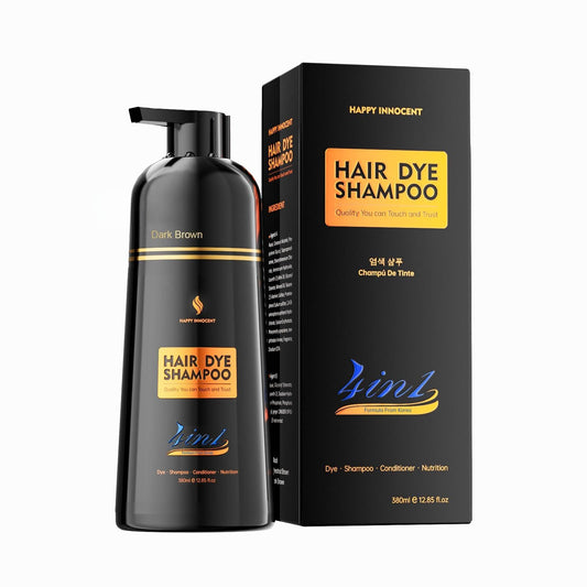 Black Happy Innocent Hair Color Shampoo for Gray Hair - Hair Dye Shampoo, 4 In 1 Easy to use Natural & Long-Lasting Looking Ammonia Free(Dark Brown)