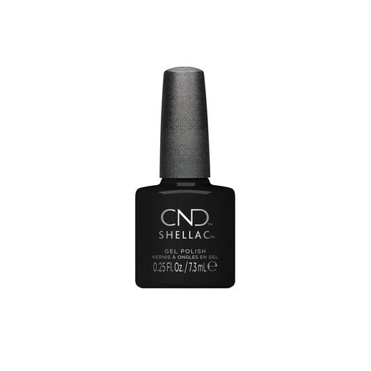 White Smoke CND Shellac Gel Nail Polish, Long-lasting NailPaint Color with Curve-hugging Brush, Black Polish, 0.25 fl oz