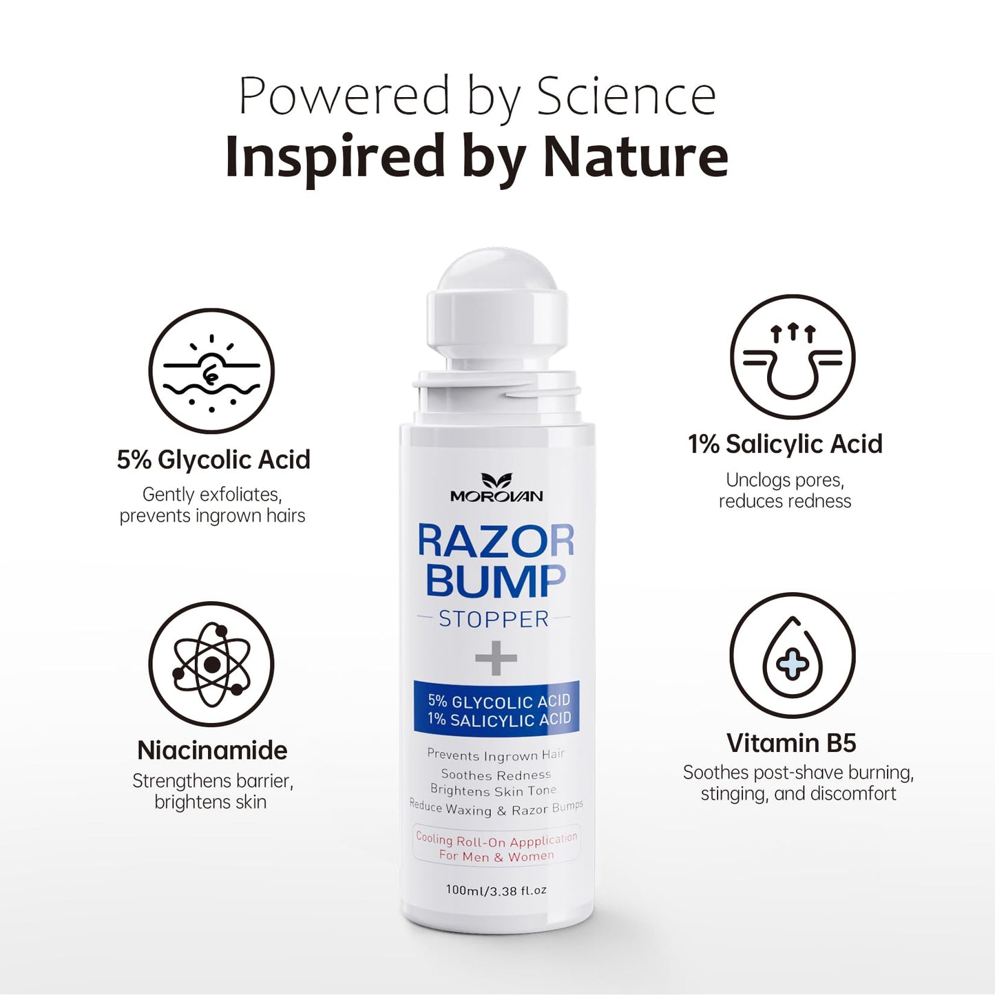 White Smoke Razor Bumps Ingrown Hair Treatment: 3.38fl.oz Smoothing Solution for Body, Beard & Bikini Area Post Waxing After Shaving Serum for Ingrown Hair & Razor Burn - Women & Men