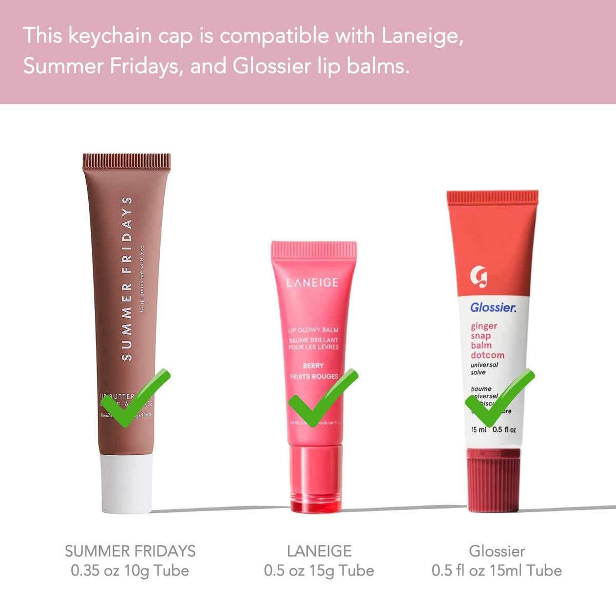 White Smoke Lip Balm Holder Cap Keychains for Lipstick, Lip Gloss - Compatible with Summer Fridays & LANEIGE（No Lip Balm）