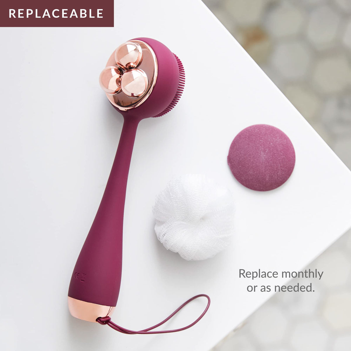 Lavender PMD Beauty Clean Body - Elecrtic Smart Cleansing Device with Silicone Brush & Three Interchangeable Attachments to Cleanse, Exfoliate, & Massage Body