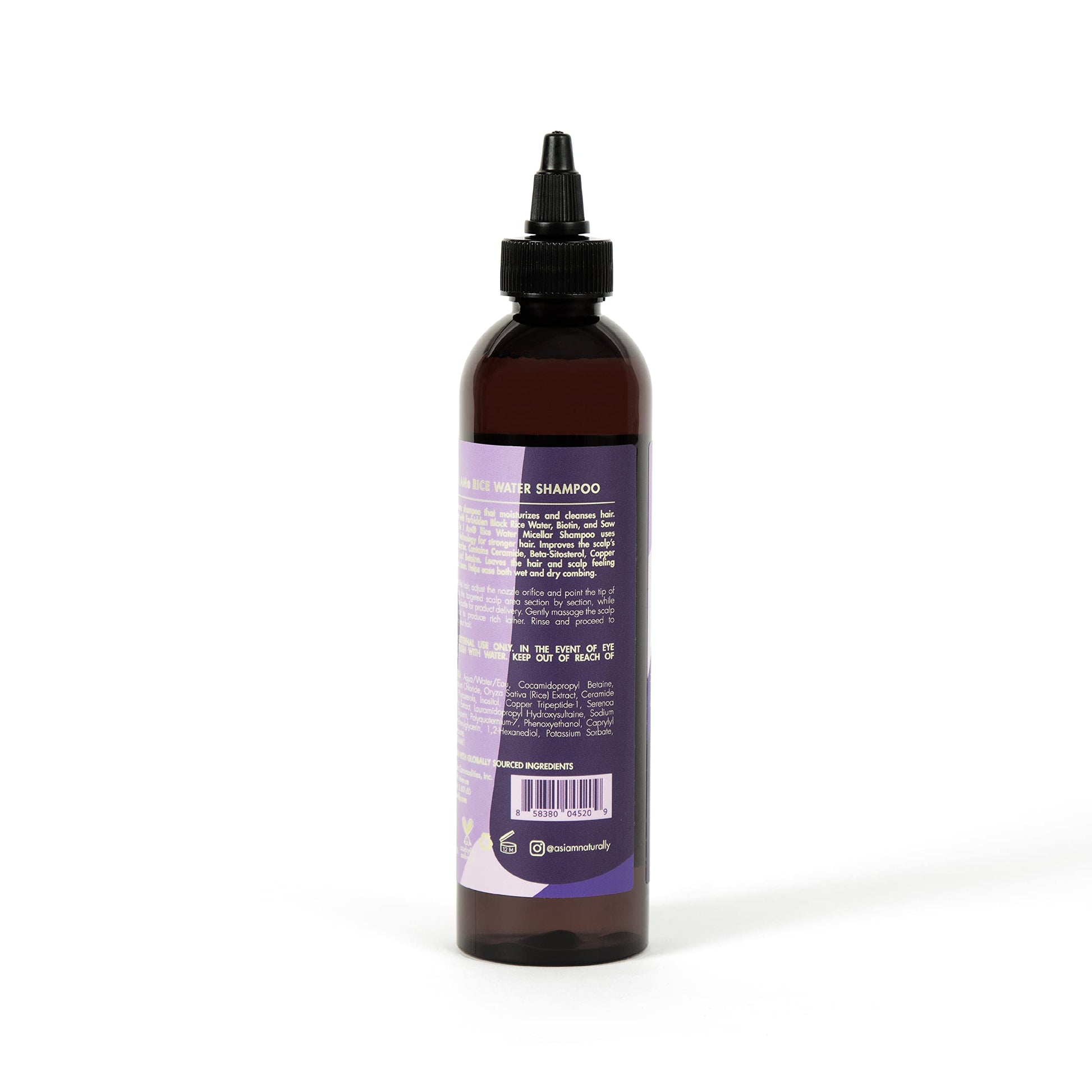 White Smoke As I Am Rice Water Shampoo 8 oz - with Forbidden Black Rice, Saw Palmetto, Biotin - Gentle Cleanser - Moisturizing - Vegan & Cruelty Free - Sulfate Free - Paraben Free - For All Hair Types