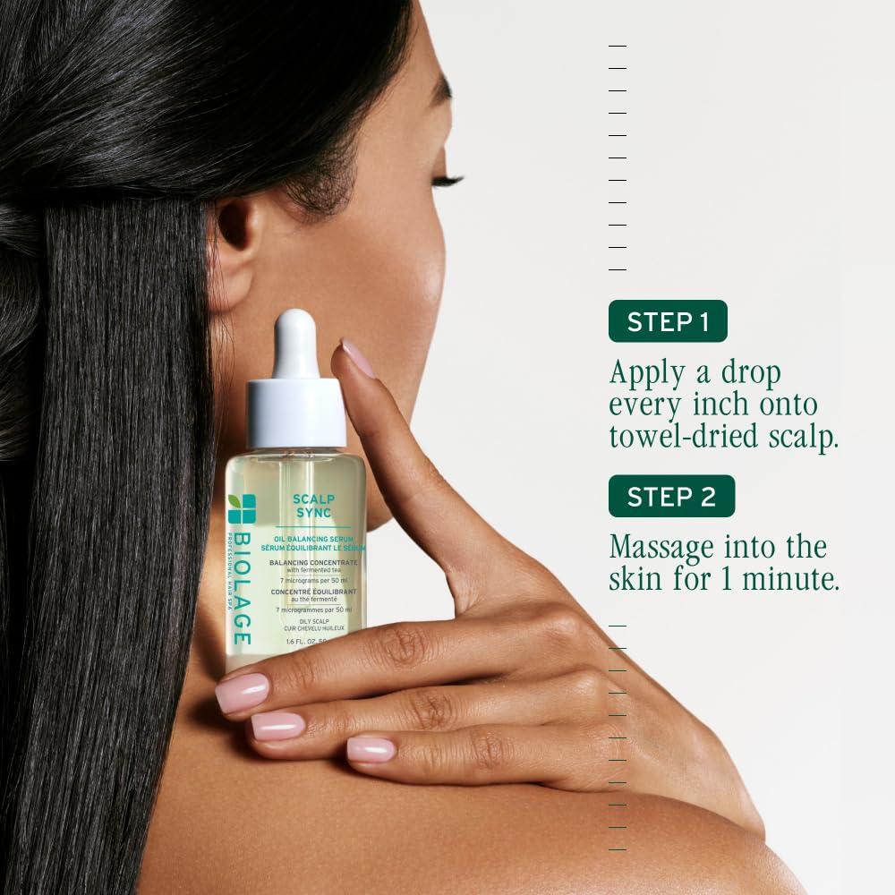 Lavender Biolage Scalp Sync Oil Balancing Hair Serum - Absorbs Excess Oil Between Washes, Leave-In Scalp Treatment, Fermented Tea Blend, Vegan, 1.6 Fl Oz