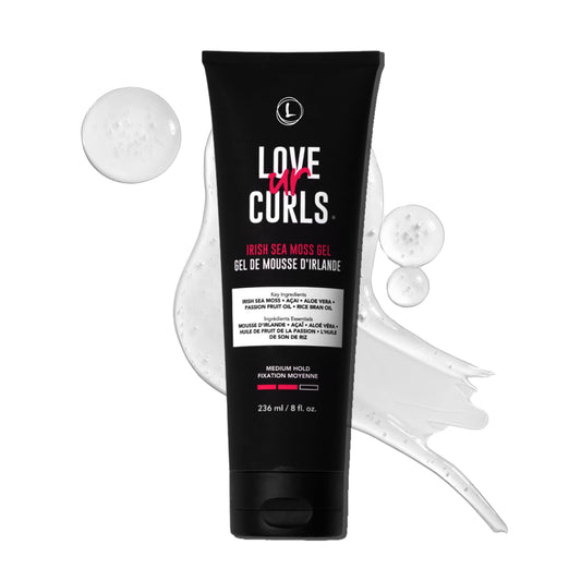 White Smoke Love Ur Curls Irish Sea Moss Hair Gel, Medium Hold Hair Styling Curling Gel for Defined Curly Hair, Waves & Coils, Vegan, Cruelty Free, 236mL