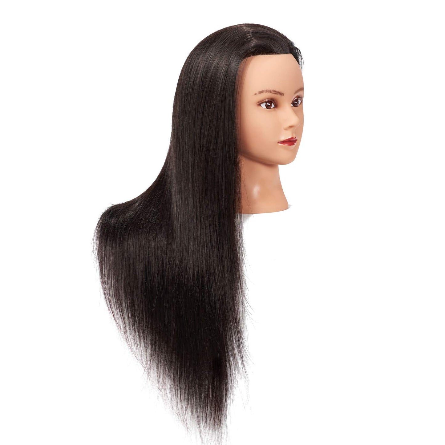 White Smoke Training Head 26"-28" Long Hair Mannequin Training Head Dolls for Cosmetology Synthetic Fiber Hair Styling Hairdressing Manikin Head for Hairdresser with Clamp Stand (Black)