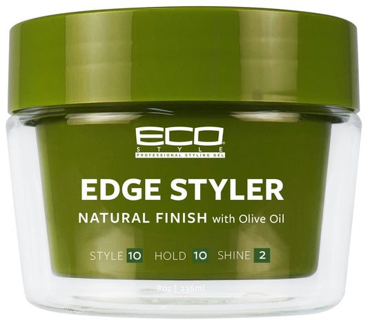 Dark Olive Green Eco Style Profesional Styling Gel Edge Styler Natural Finish with Olive Oil - 8 fl oz (Pack of 1)