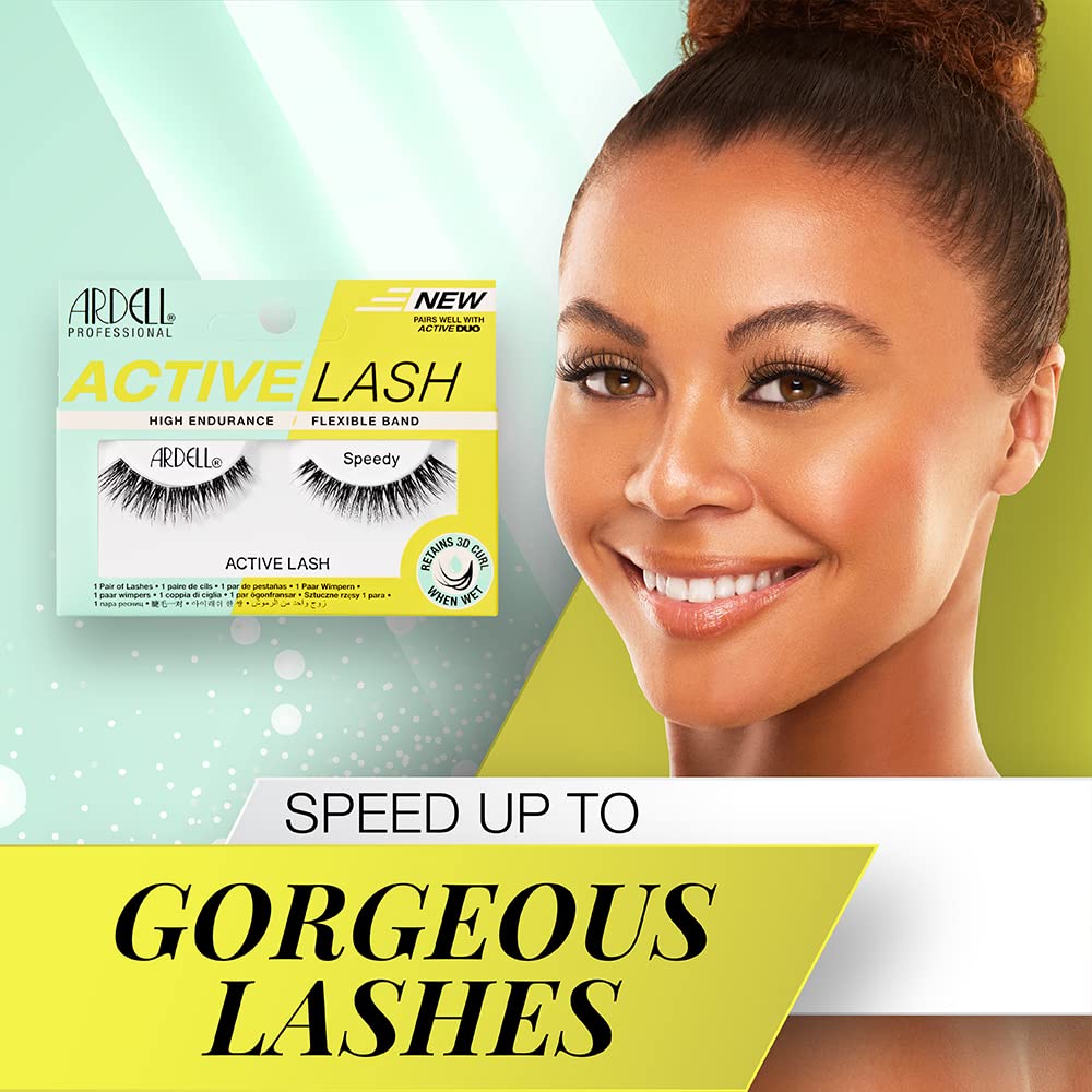 White Smoke Ardell Active Lashes Speedy - Long-Lasting False Eyelashes, Sweat-Resistant, Natural Look for Active Wear