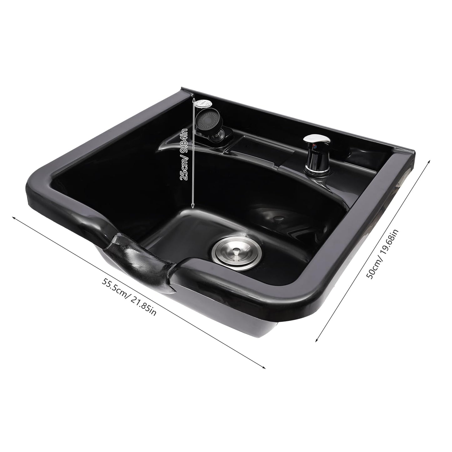 White Smoke Shampoo Bowl For Salon, Wall Mounted Backwash ABS Salon Spa Barber Equipment With Spray Head, Professional Salon Spa Beauty Brushed Sink 9.84" in Depth, Portable Shampoo Bowl for Hair Stylists