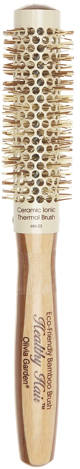 White Smoke Olivia Garden Healthy Hair Eco-Friendly Bamboo Ionic Thermal Round Hair Brush HH-23 (1")