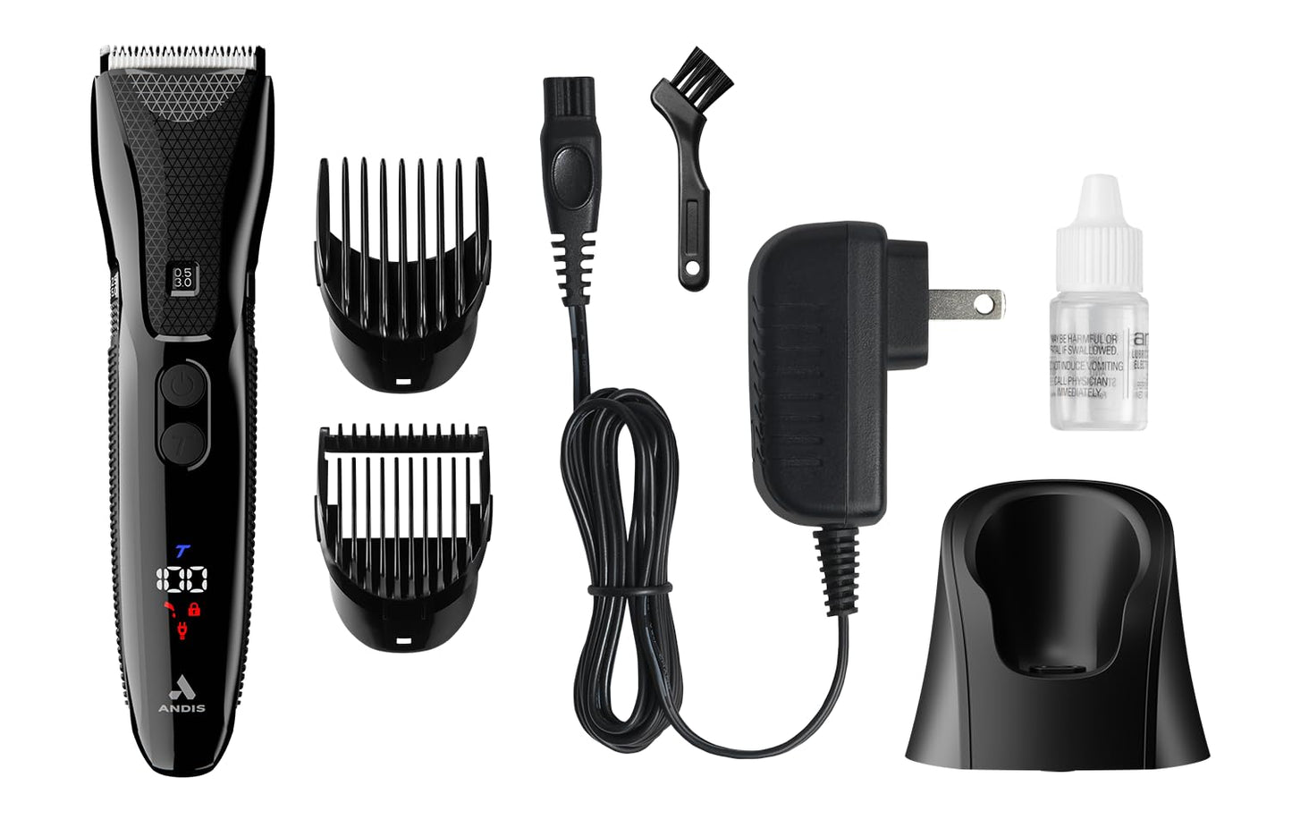White Smoke Andis Explorer Waterproof Beard & Body Trimmer: Precision Cutting, Advanced Features, and Long-Lasting Power, Lithium Ion Battery, 4 Function Display, Ceramic Cutter, Turbo Mode, Black, 562066