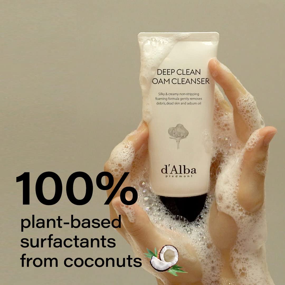 Dark Sea Green d'alba Piedmont Italian White Truffle Deep Foam Cleanser, Vegan Skincare, Gentle Foam Cleanser with White Truffles for All Skin Types, Safe for Sensitive Skin, Hypoallergenic