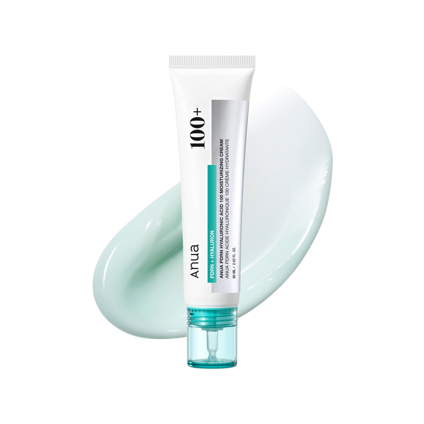 White Smoke Anua PDRN Hyaluronic Acid 100 Moisturizing Cream, Lightweight, Non-Greasy Hydrating Face Moisturizer with Salmon DNA for Glass Skin, Korean Skincare (2.02 fl oz)