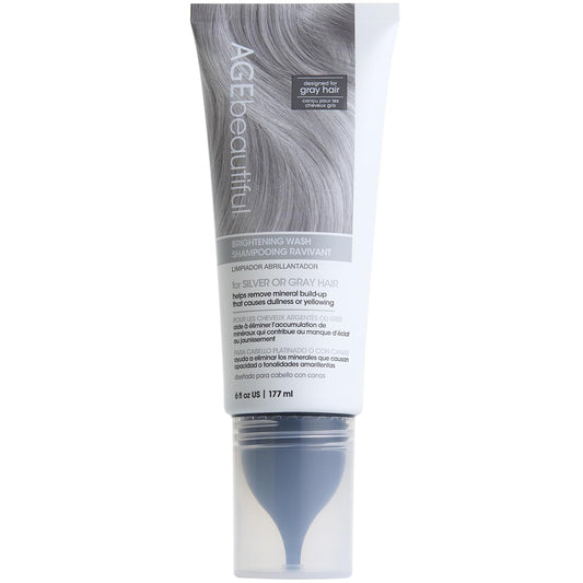 White Smoke AGE beautiful Brightening Wash Shampoo for Silver or Gray Hair, With CoQ10 + Charcoal, Remove Mineral Build-up & Pollution for Bright, Shiny Hair